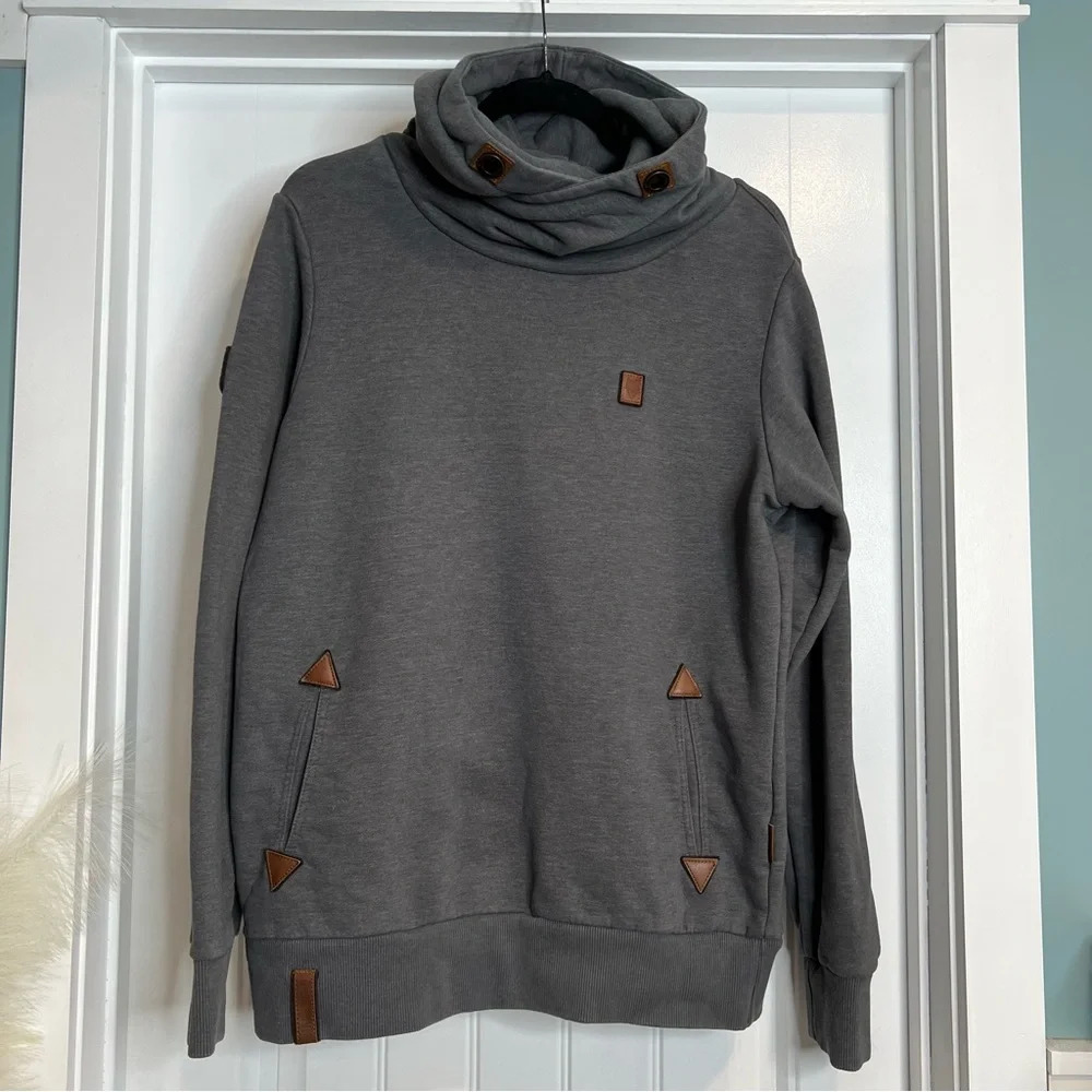 Naketano Gray Hooded Sweatshirt. Brave New Word. Size Large.‎